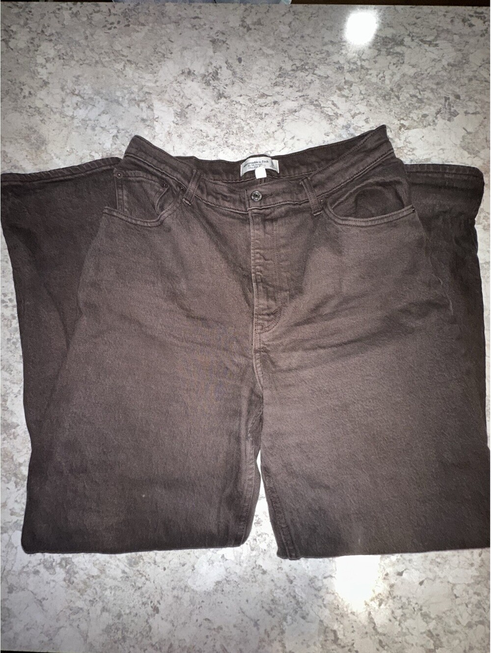Abercrombie & Fitch Curve Love 90s Straight Ultra High Rise Brown Jeans 10R